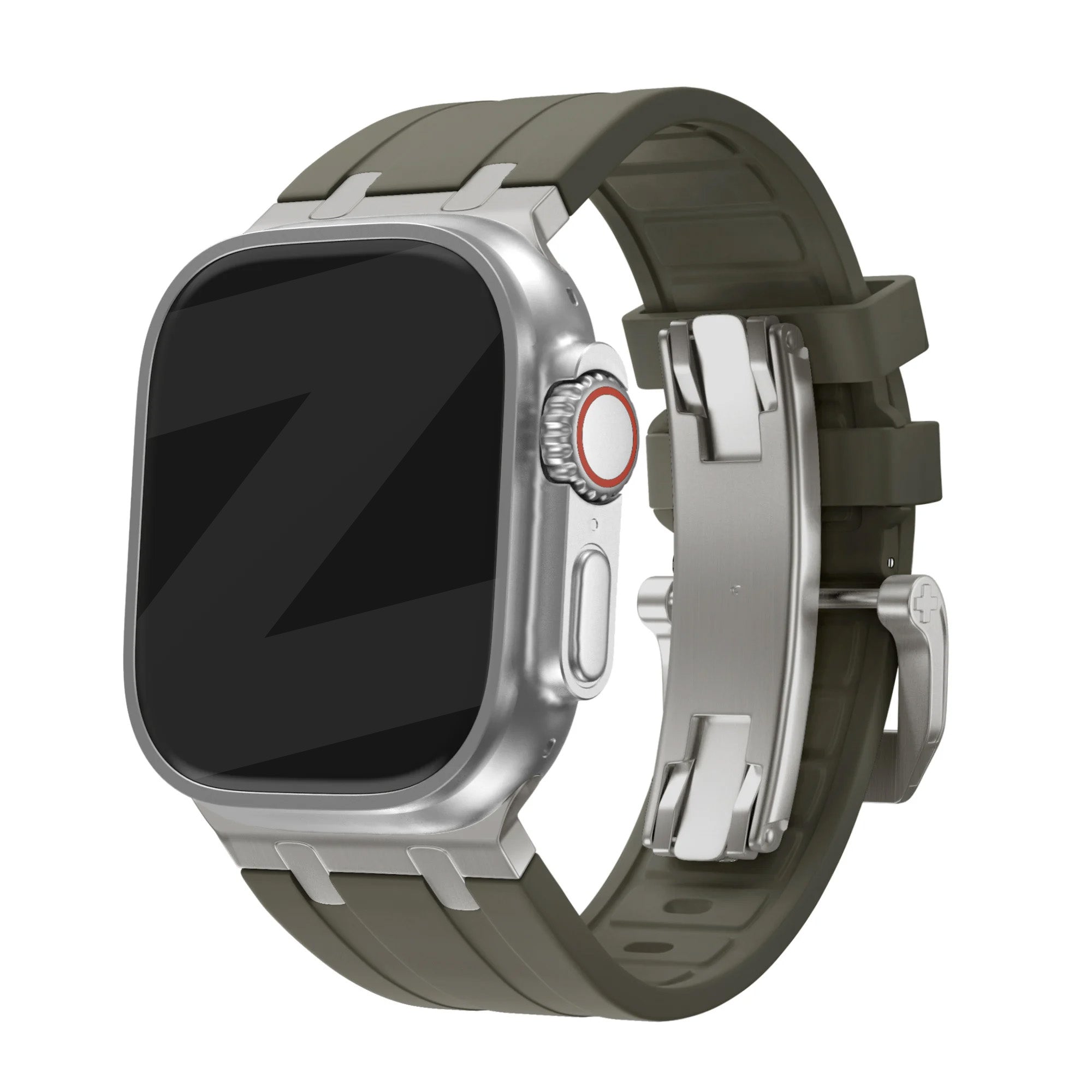 Bandz Apple Watch Ultra Silicone Strap 'Luxe Liquid' (Brown with Titanium)