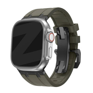 Bandz Apple Watch Ultra siliconen band 'Luxe Liquid' (bruin met zwart)