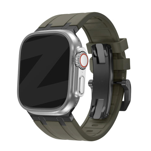 Bandz Apple Watch Ultra siliconen band 'Luxe Liquid' (bruin met zwart)
