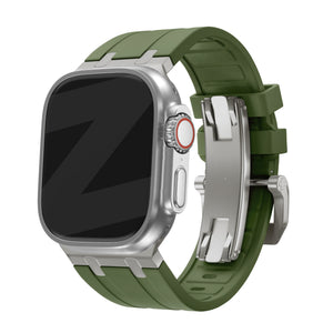 Bandz Apple Watch Ultra Silicone Strap 'Luxe Liquid' (Green with Titanium)