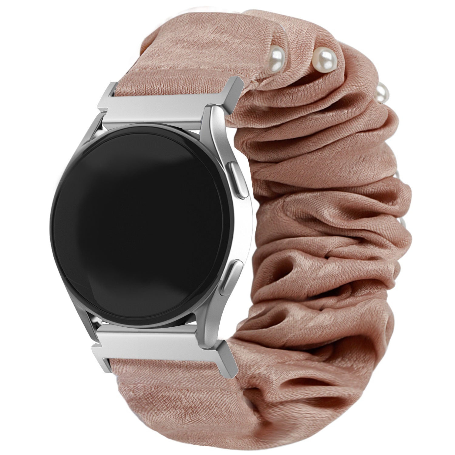 Samsung Galaxy Watch 4 40mm scrunchie bandje (beige met parels)