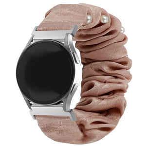Samsung Galaxy Watch Active scrunchie bandje (beige met parels)