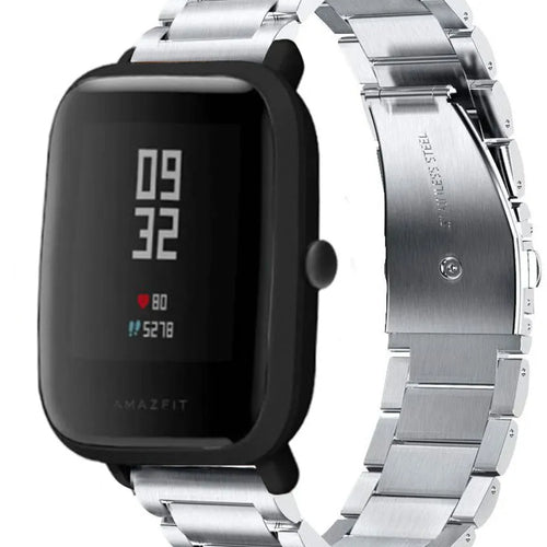Titanium Strap, silver, on a watch, 3/4 front view