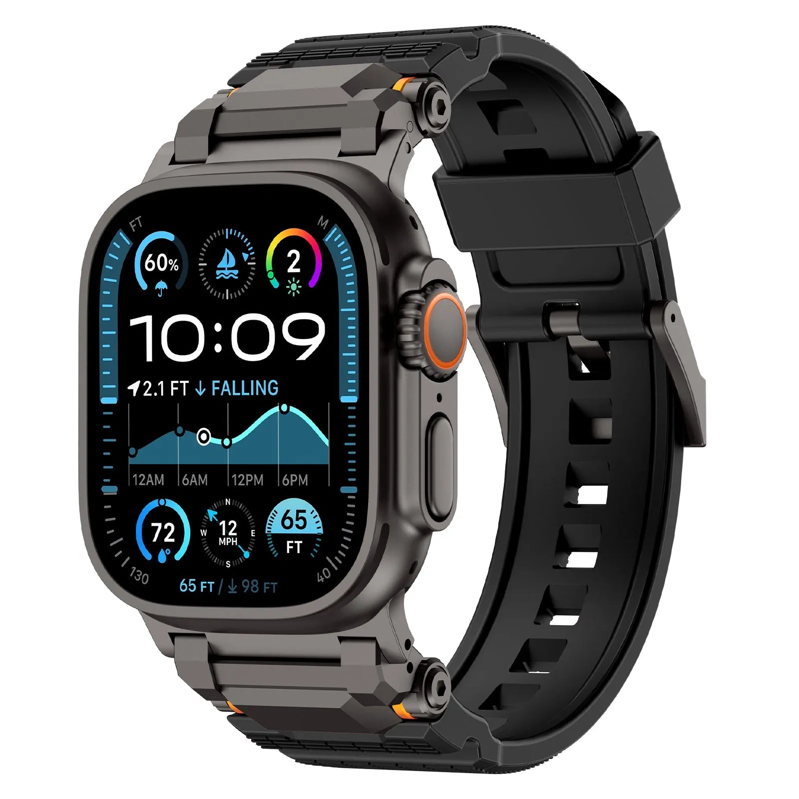 Apple Watch 'Adventurer' siliconen band (zwart met zwart)