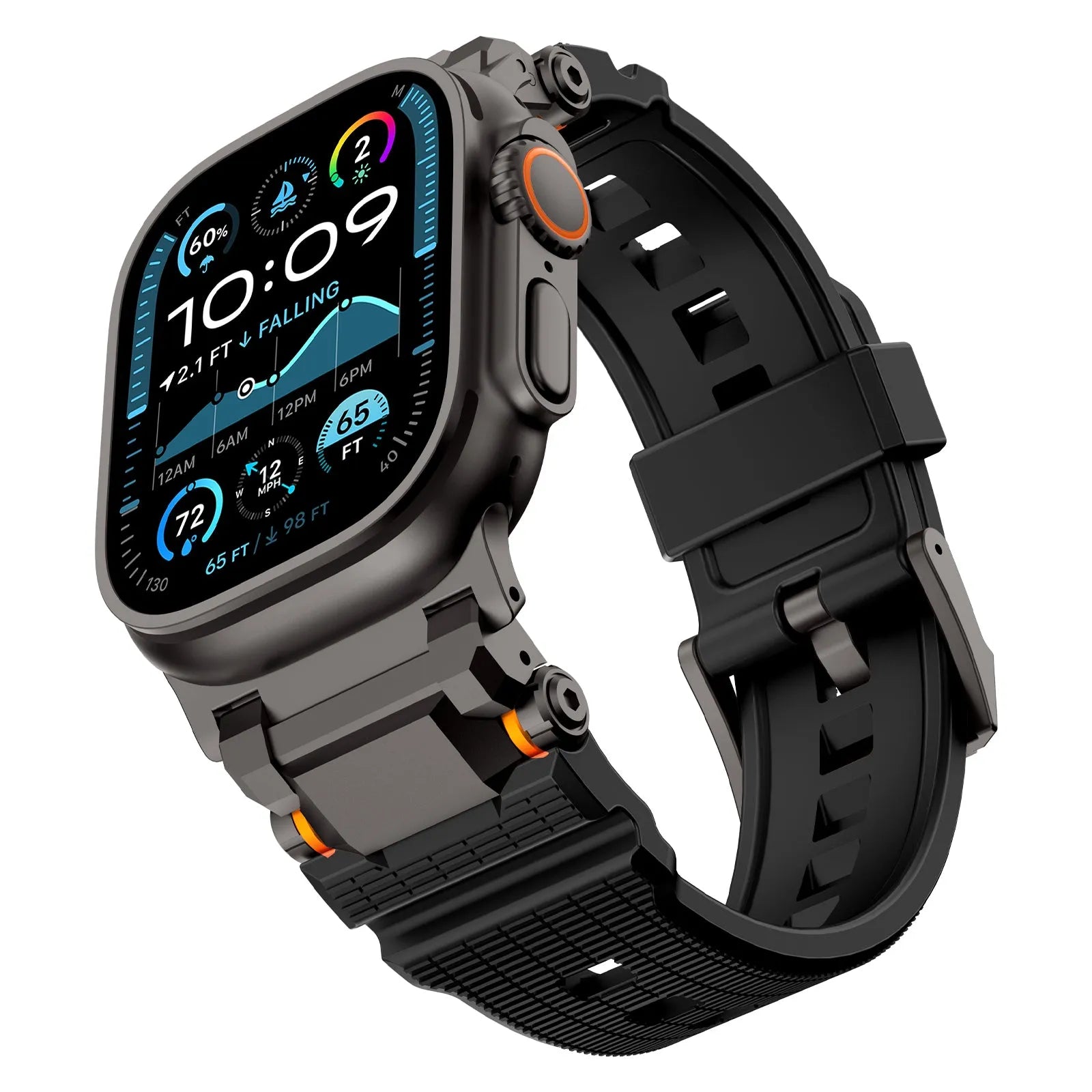 Apple Watch 'Adventurer' siliconen band (zwart met zwart)