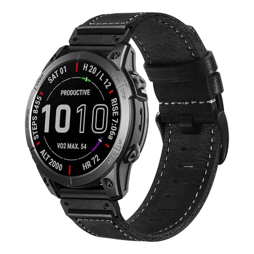 Garmin Fenix 8 - 47mm Premium Leather Strap (Black)