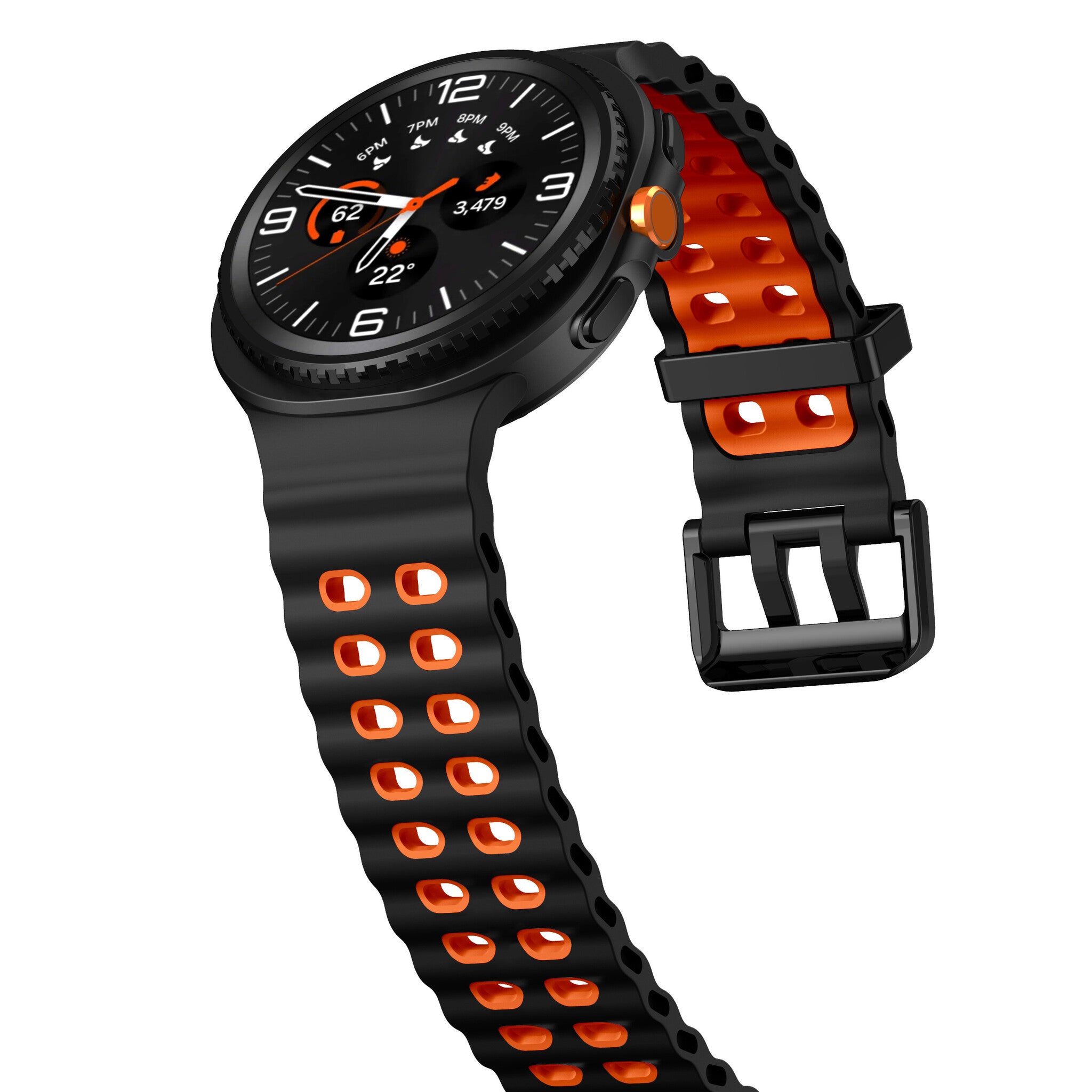 Samsung Galaxy Watch 9 - 44mm Ocean bandje (zwart/oranje)