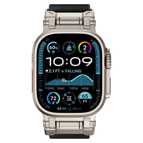 Apple Watch 'Explorer' polyester band (zwart met titanium)