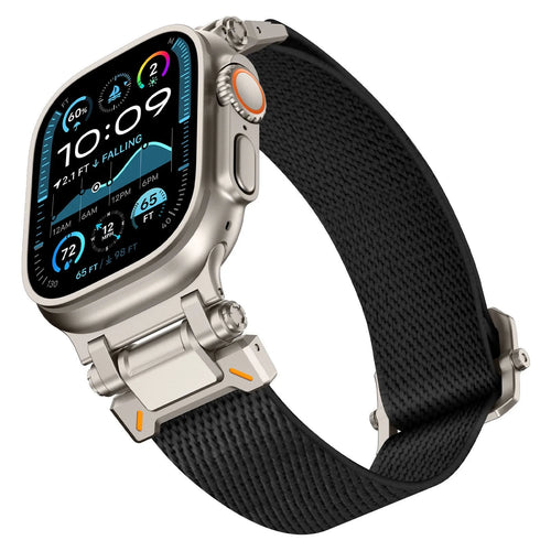 Apple Watch 'Explorer' polyester band (zwart met titanium)