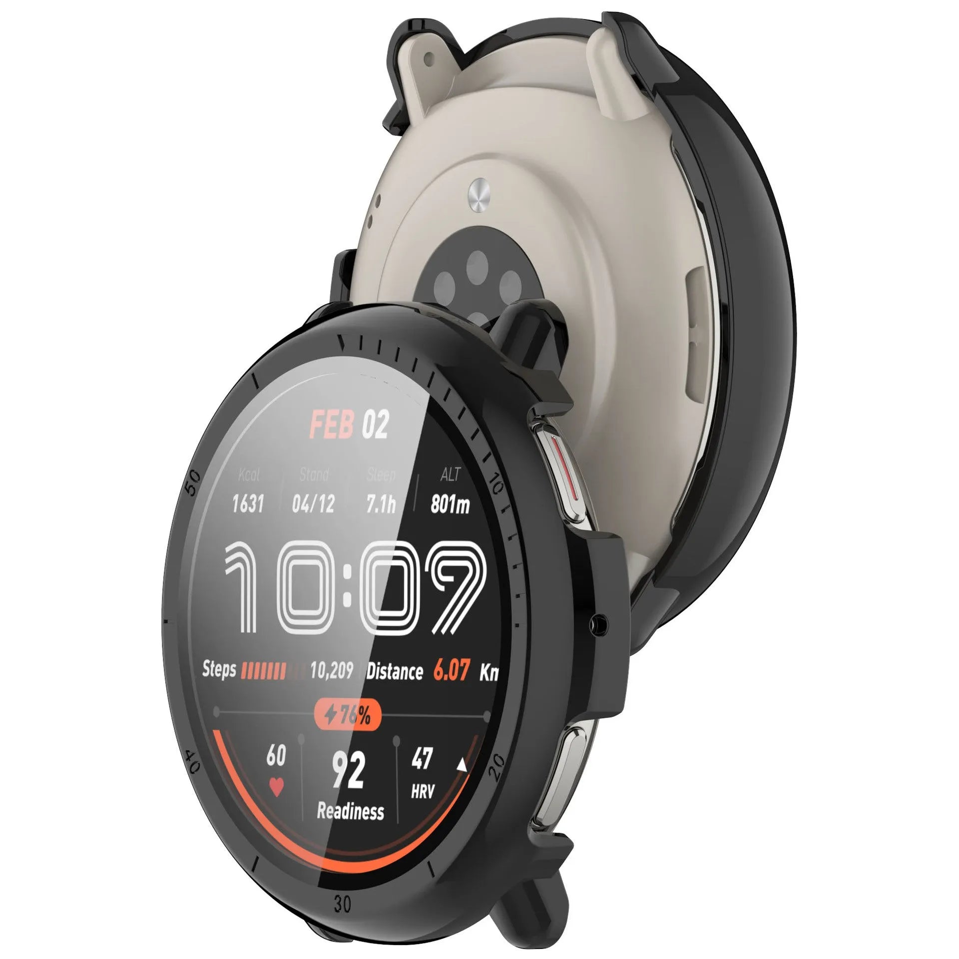 Amazfit Active 2 PC case met glas (zwart)