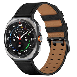 Samsung Galaxy Watch Ultra 2 Double Pin Leather Strap (Black)