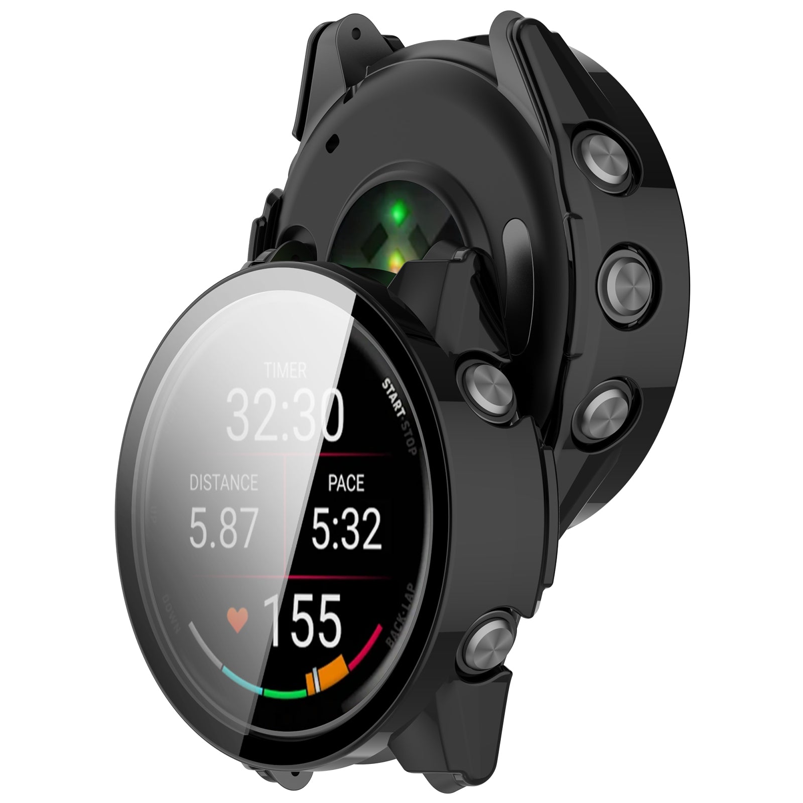 Garmin Forerunner 70 hard case met glas (zwart)