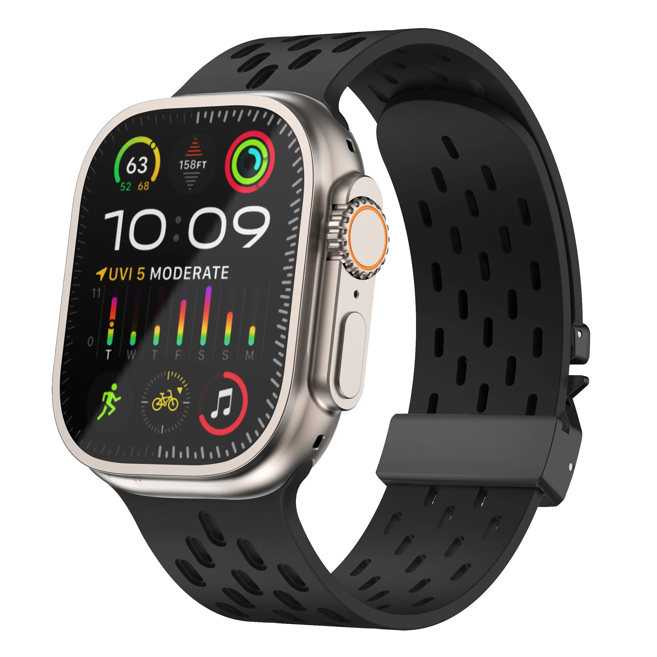 Apple Watch siliconen air bandje met P-Buckle (zwart)