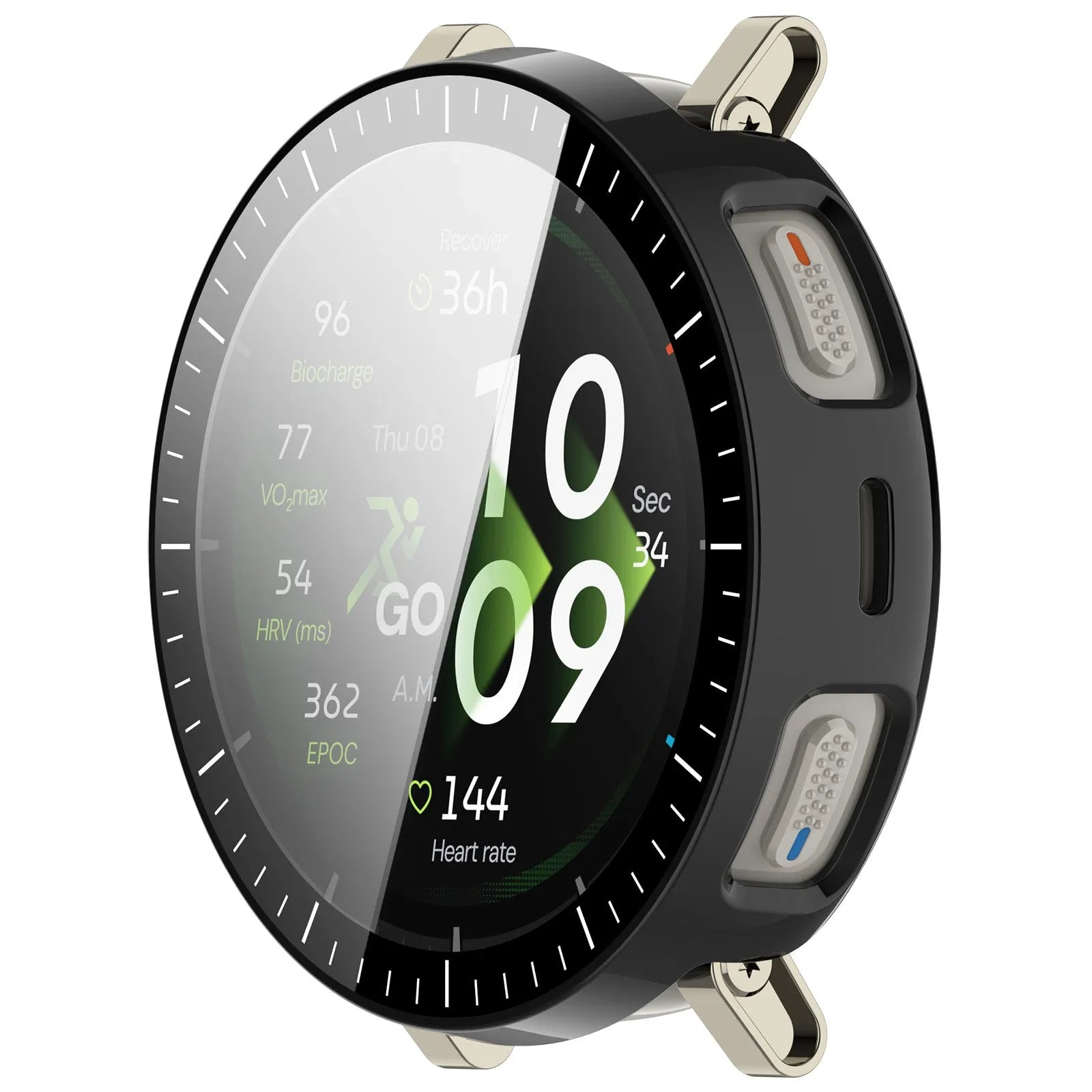 Amazfit Active 3 Premium PC case met glas (zwart)