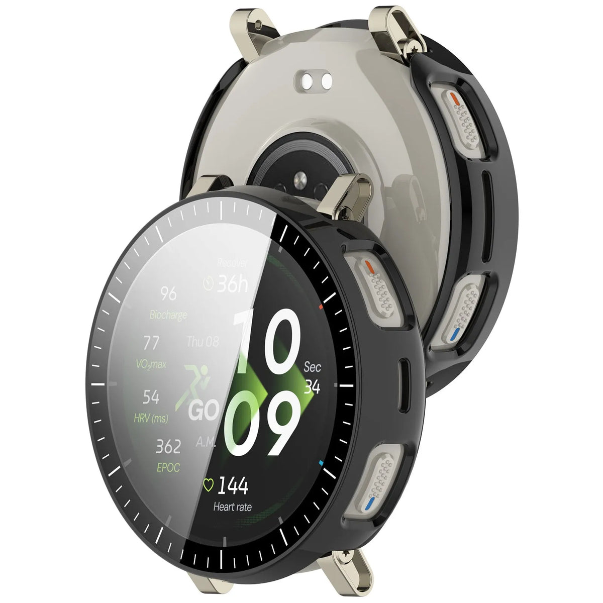 Amazfit Active 3 Premium PC case met glas (zwart)