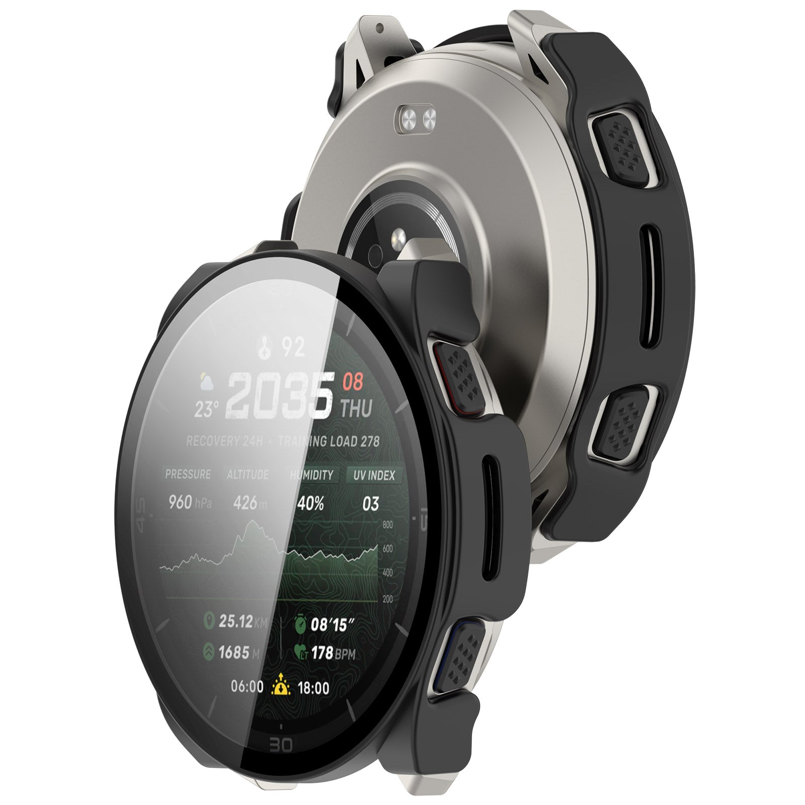 Amazfit Cheetah 2 Ultra hard case met glas (zwart)