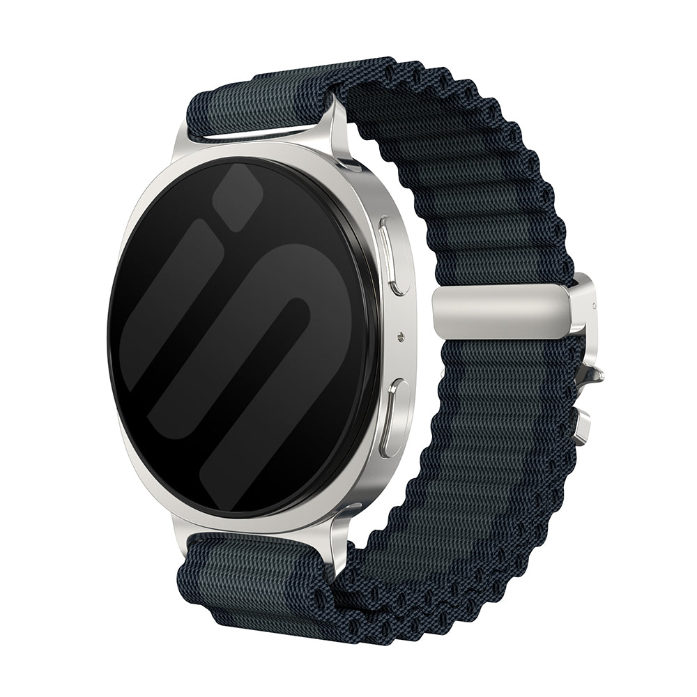 Samsung Galaxy Watch 9 - 40mm Outdoor Nylon Strap with P-Buckle (Black with Silver)
