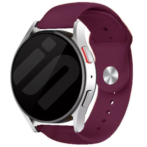 Silicone Sport Strap, burgundy, on a watch, 3/4 front view
