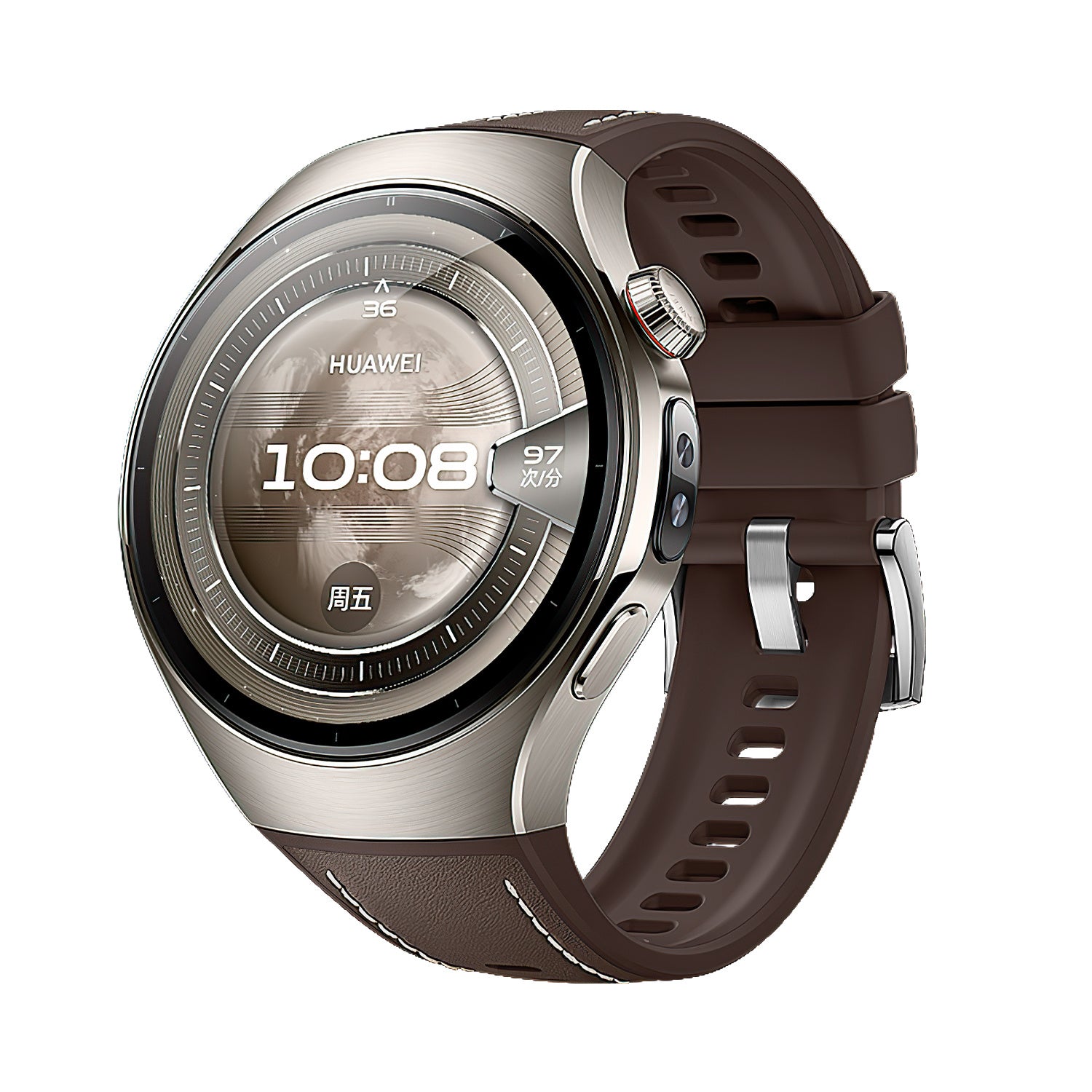 Huawei Watch 5 - 42mm leren hybrid bandje 'perfect fit' (bruin)