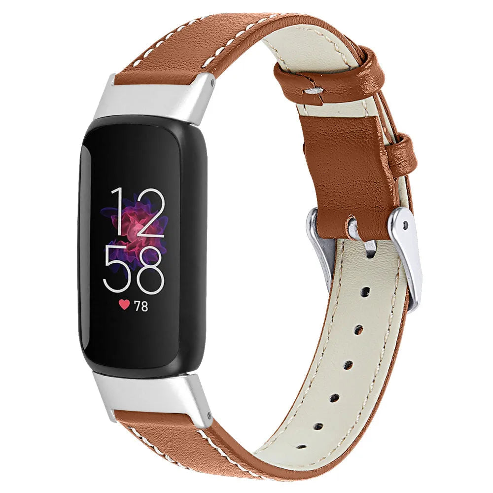 Fitbit Luxe modern leren bandje (bruin)