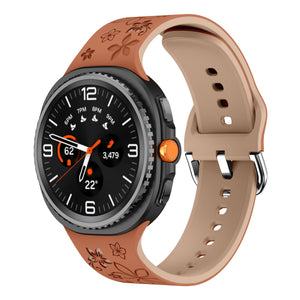 Samsung Galaxy Watch 9 - 44mm Flower Silicone Strap (Brown/Beige)