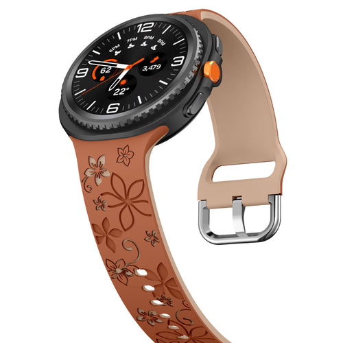 Samsung Galaxy Watch 9 - 40mm Flower siliconen band (bruin/beige)