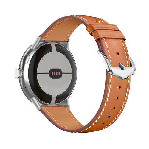 Google Pixel Watch 4 - 45mm modern leren band (bruin)