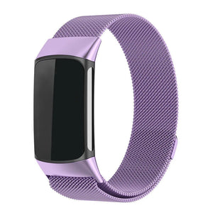 Milanese Strap, lilac, on a watch, 3/4 front view