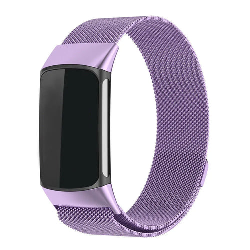 Milanese Strap, lilac, on a watch, 3/4 front view