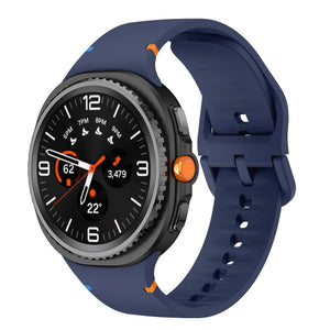 Silicone Strap, dark blue, on a watch, 3/4 front view