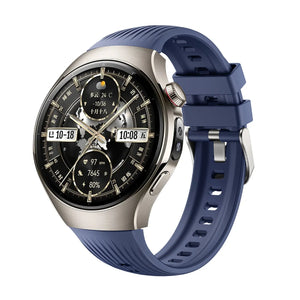 Silicone Strap Perfect Fit, dark blue, on a watch, 3/4 front view