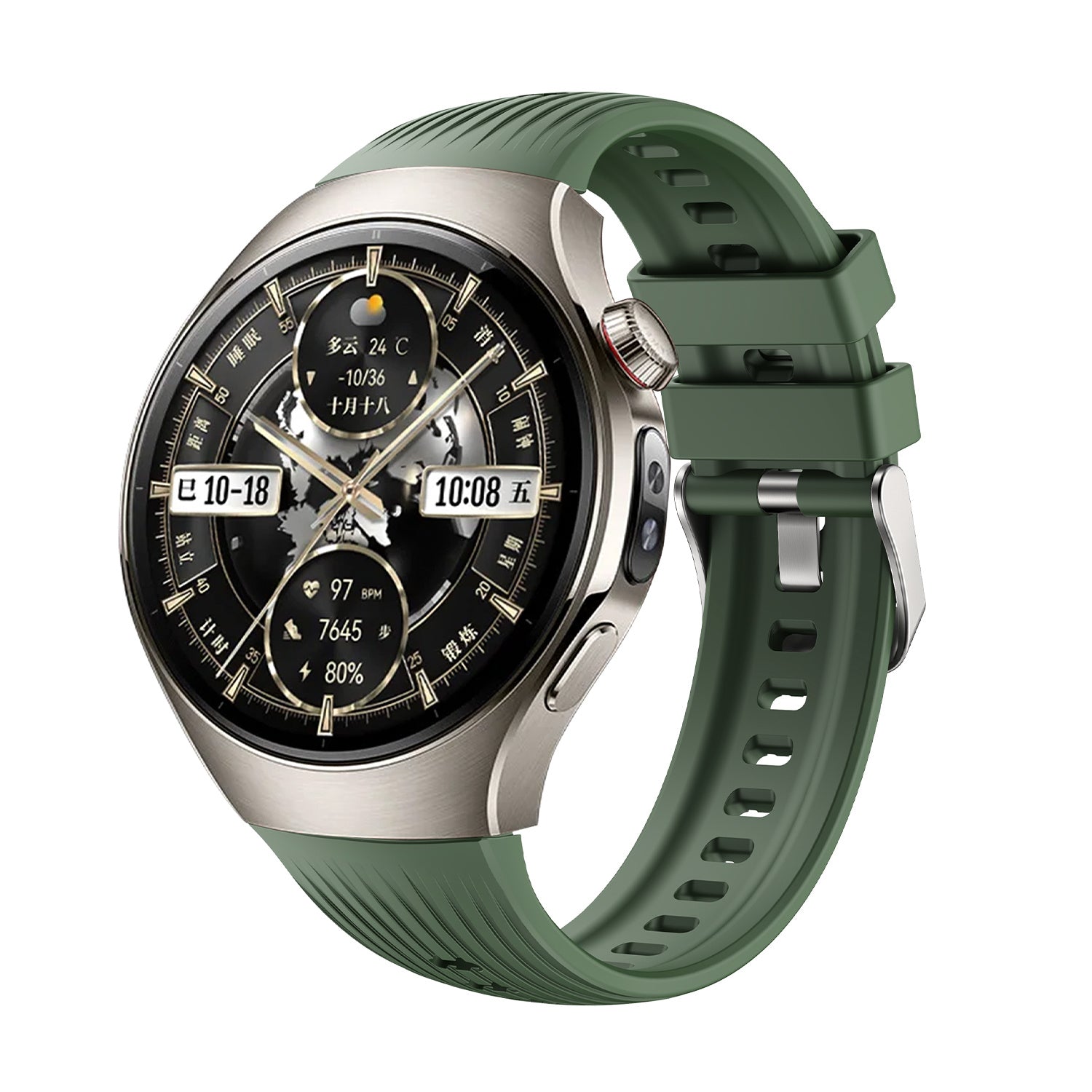 Huawei Watch 5 - 46mm siliconen bandje 'perfect fit' (donkergroen)