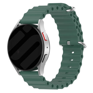 Silicone Ocean Strap, dark green, on a watch, 3/4 front view