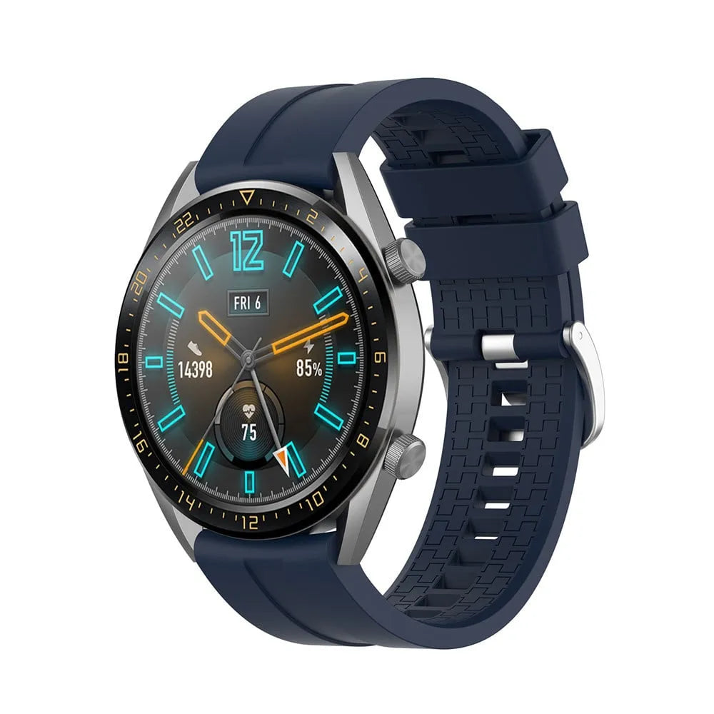 Silicone Strap 'Extreme', dark blue, on a watch, 3/4 front view