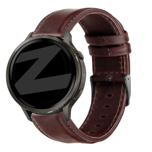 Bandz Garmin Vivomove Style lederen band 'Classic' (donkerbruin)