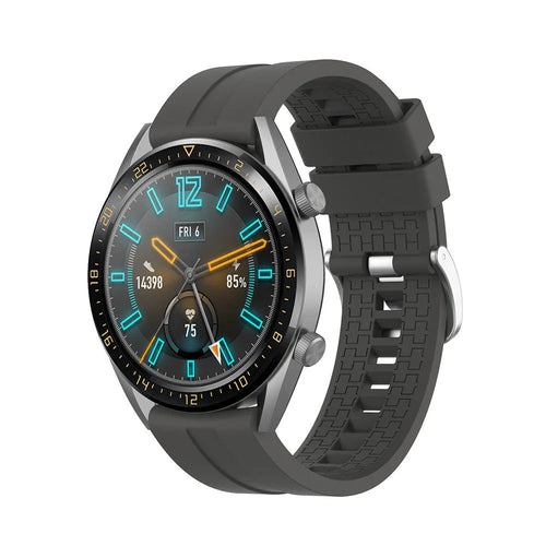 Silicone Strap 'Extreme', dark grey, on a watch, 3/4 front view