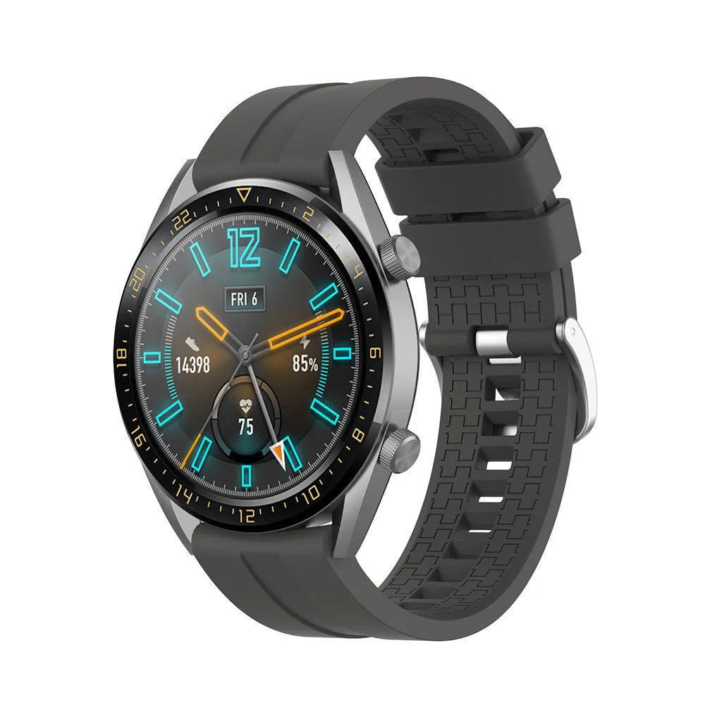 Silicone Strap 'Extreme', dark grey, on a watch, 3/4 front view