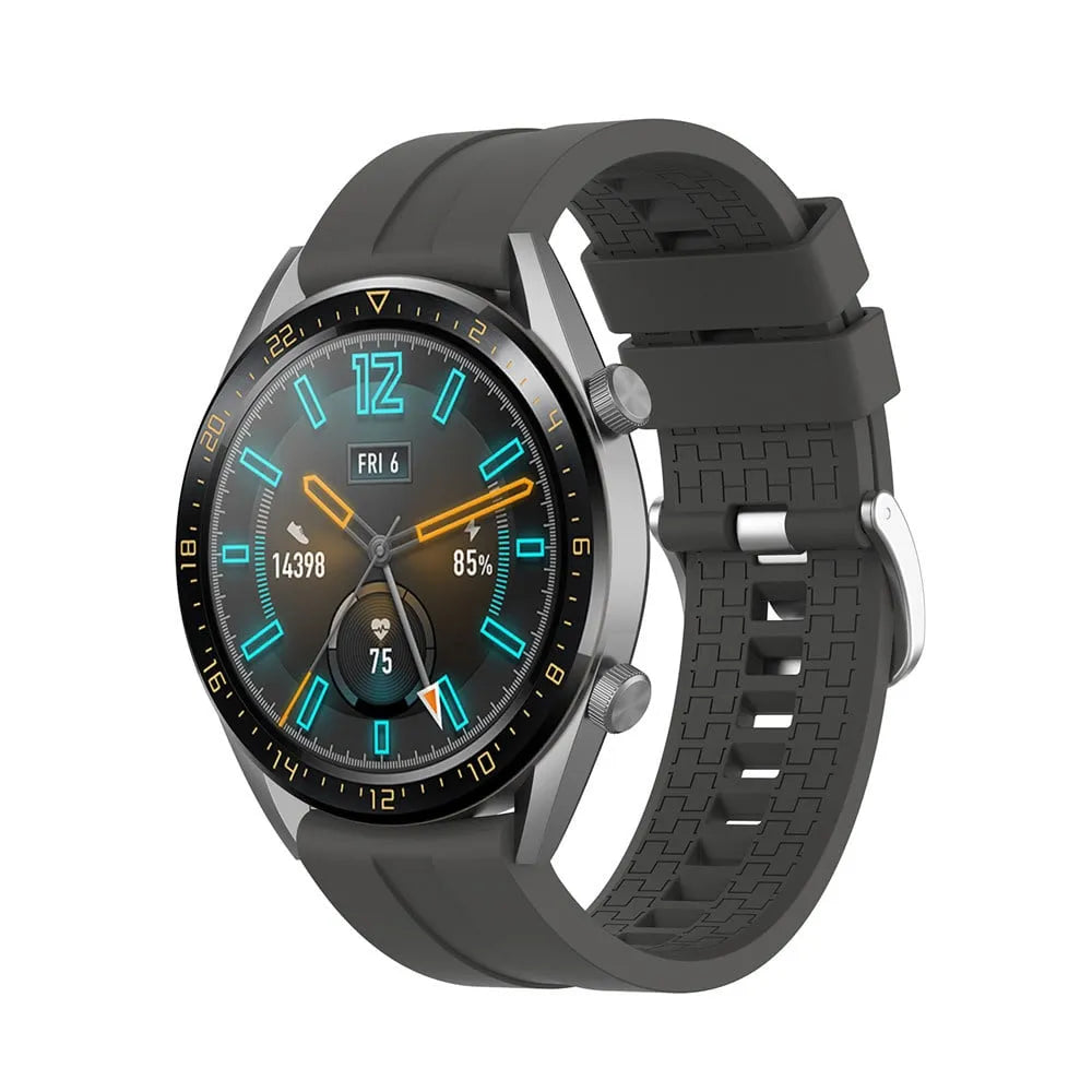 Silicone Strap 'Extreme', dark grey, on a watch, 3/4 front view