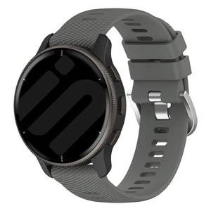 Silicone Strap, dark grey, on a watch, 3/4 front view