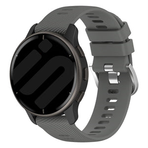 Silicone Strap, dark grey, on a watch, 3/4 front view