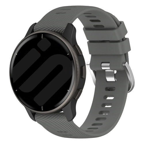 Silicone Strap, dark grey, on a watch, 3/4 front view
