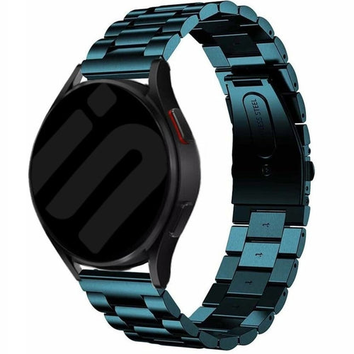 Steel Strap, dark green, on a watch, 3/4 front view