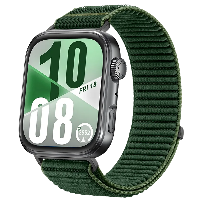 Huawei Watch Fit 4 nylon wave bandje (donkergroen)