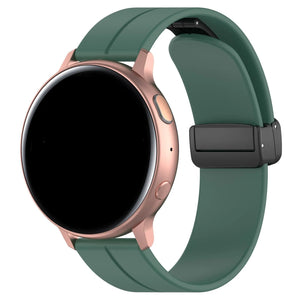 D-Buckle Silicone Strap, dark green, on a watch, 3/4 front view