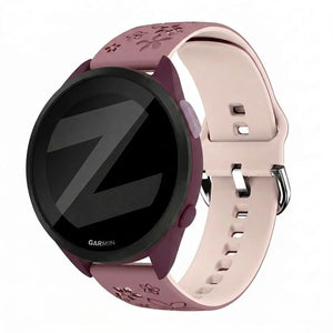 Bandz Garmin Forerunner 165 Silicone Strap 'Flowers' (Smoke Purple/Light Pink)