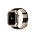 Reqior Apple Watch 45mm metalen case met leren band (roségoud/zwart)