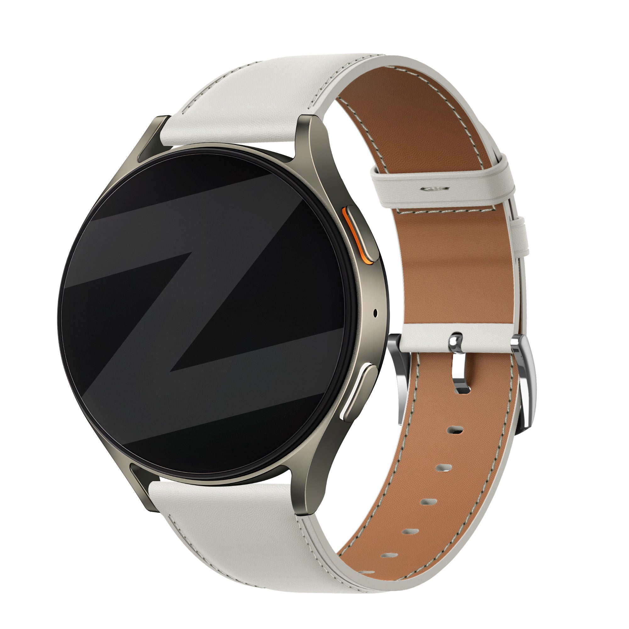 Bandz Huawei Watch GT 4 - 41mm lederen band 'Easy fit' (wit)