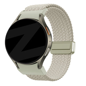 Nylon Braided Strap 'Easy Fit', starlight, on a watch, 3/4 front view