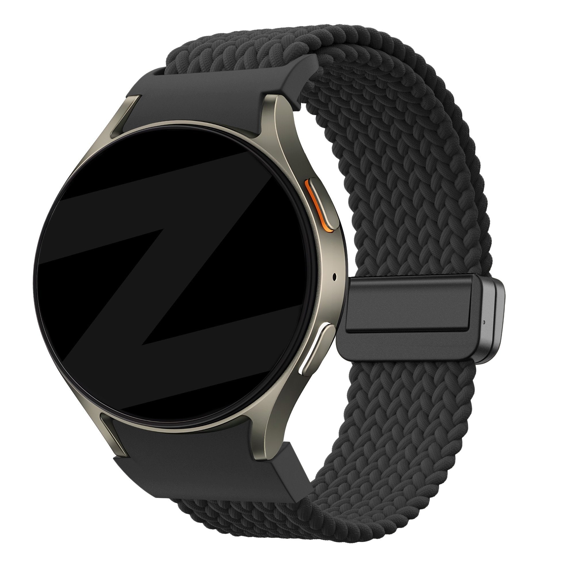 Bandz Samsung Galaxy Watch 7 - 44mm gevlochten band 'Easy fit' (zwart)
