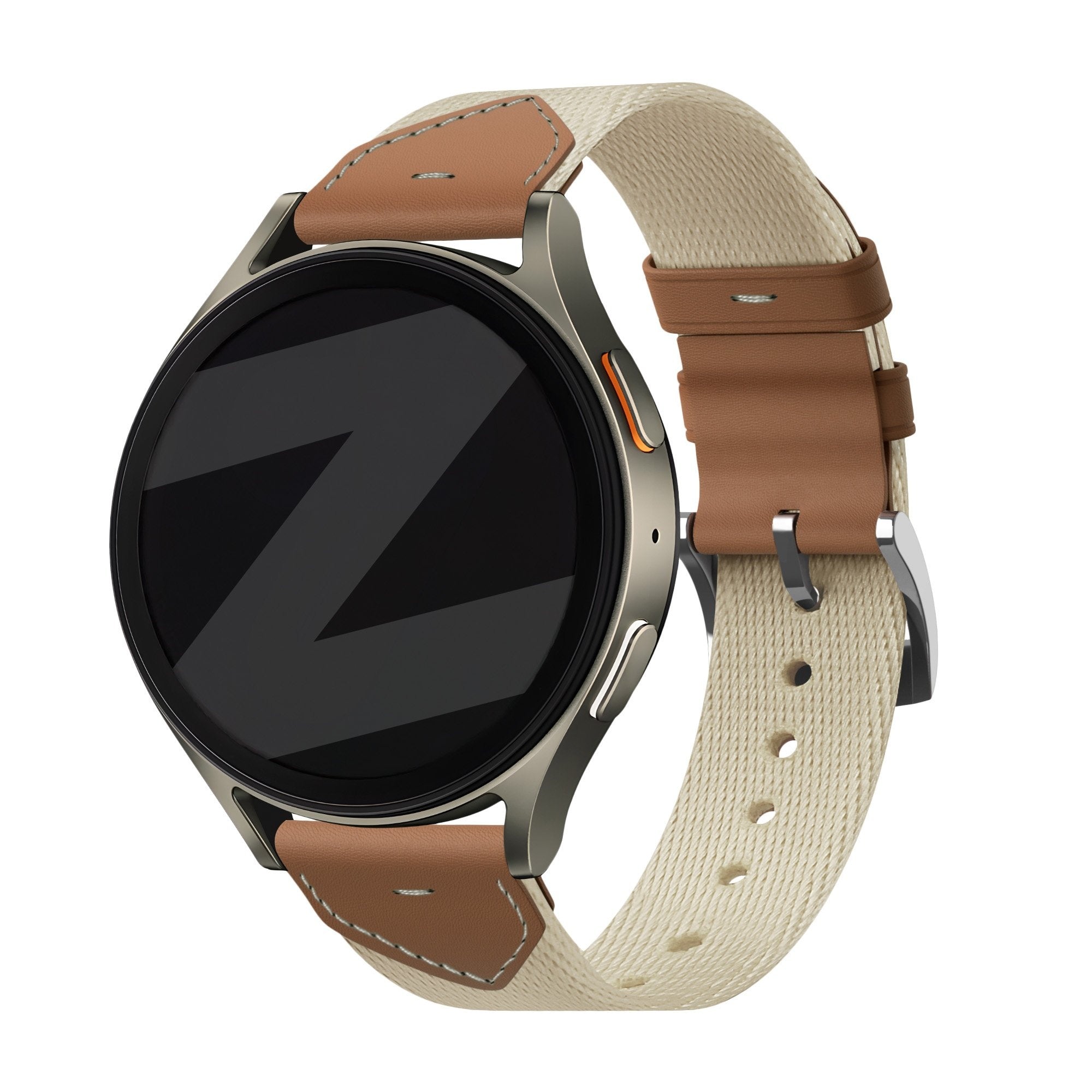 Bandz Huawei Watch GT 4 - 41mm leren hybrid band 'Easy fit' (beige/bruin)